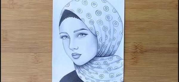 عکس ایده نقاشی دختر با حجاب