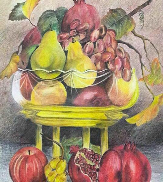 عکس ایده نقاشی میوه با مداد رنگی