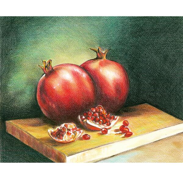 عکس ایده نقاشی میوه با مداد رنگی