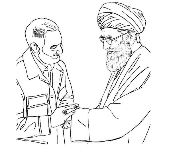 عکس نقاشی ساده سردار سلیمانی کودکانه