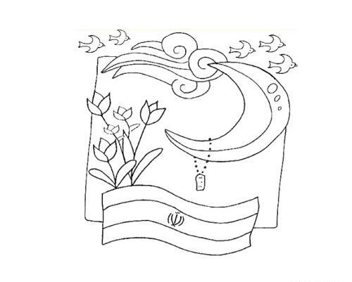 عکس نقاشی ساده امام خمینی کودکانه
