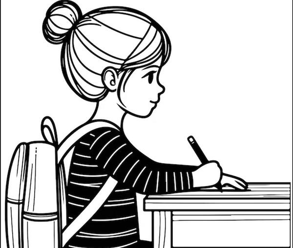 عکس نقاشی ساده روز دانش آموز دخترانه