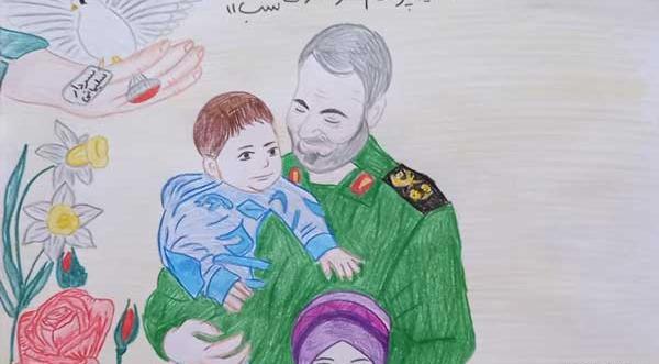 عکس نقاشی ساده سردار سلیمانی برای کلاس دوم
