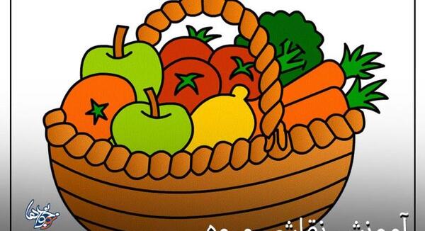 عکس نقاشی ساده سبد میوه