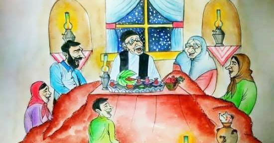 عکس نقاشی ساده شب یلدا برای کلاس دوم