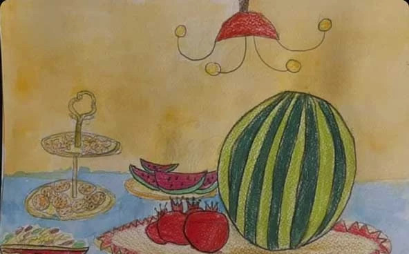 عکس نقاشی ساده شب یلدا کلاس دوم