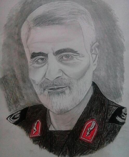 عکس نقاشی ساده شهید سردار سلیمانی