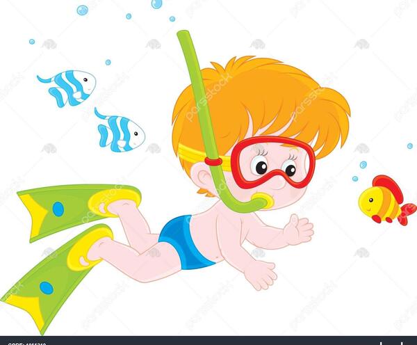 عکس نقاشی غواص ساده کودکانه