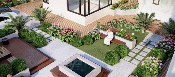 عکس محوطه سازی حیاط ویلا