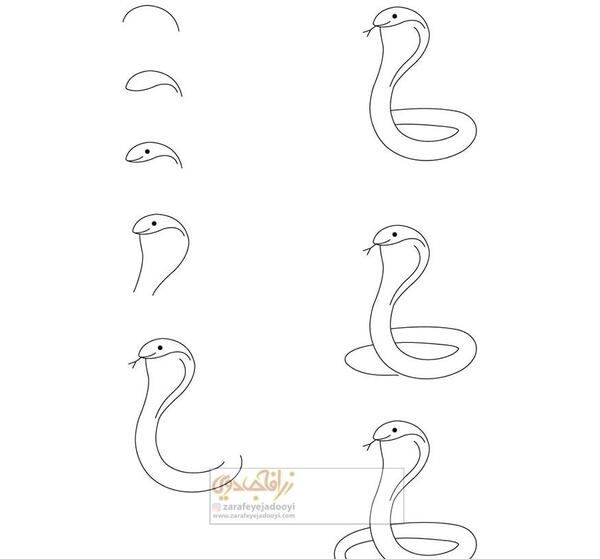 عکس نقاشی ساده مار کودکانه