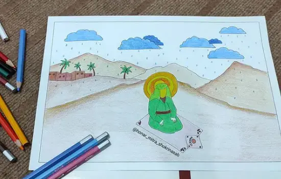 عکس نقاشی ساده نماز باران