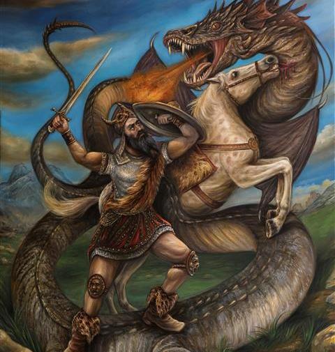 عکس نقاشی ساده ی هفت خان رستم