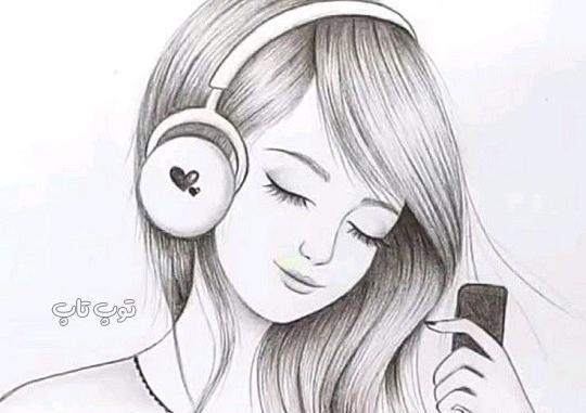 عکس نقاشی دخترانه با مداد سیاه فانتزی