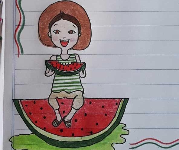 عکس نقاشی فانتزی دخترانه برای شب یلدا