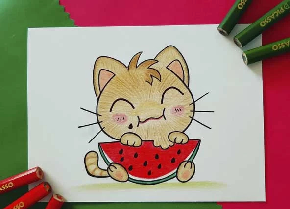 عکس نقاشی زیبای دخترانه برای شب یلدا