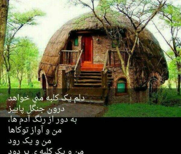 عکس نوشته دلم یک کلبه میخواهد