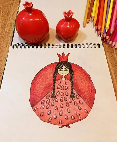 عکس نقاشی دخترانه شب یلدا فانتزی