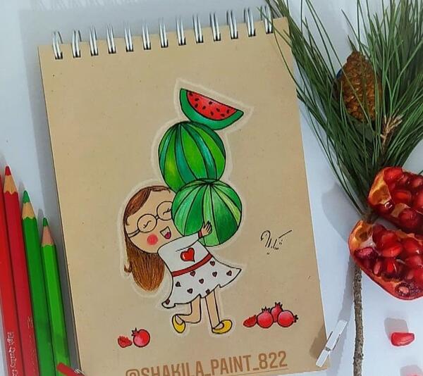 عکس نقاشی دخترانه شب یلدا فانتزی