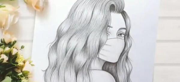 عکس نقاشی دخترانه با ماسک