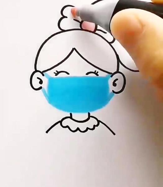 عکس نقاشی دخترانه ساده با ماسک