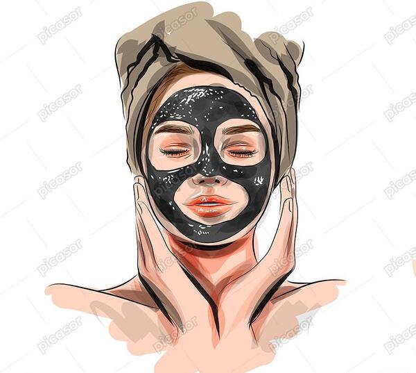 عکس نقاشی طراحی دخترانه با ماسک