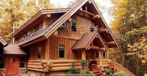 عکس یک کلبه چوبی در جنگل