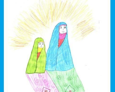 عکس نقاشی مراحل نماز خواندن دخترانه