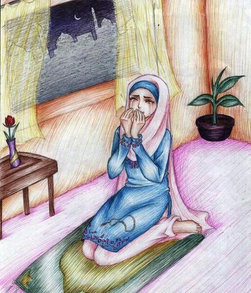 عکس نقاشی درباره نماز خواندن دخترانه