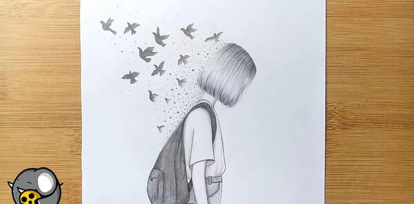 عکس نقاشی دخترانه کیف مدرسه