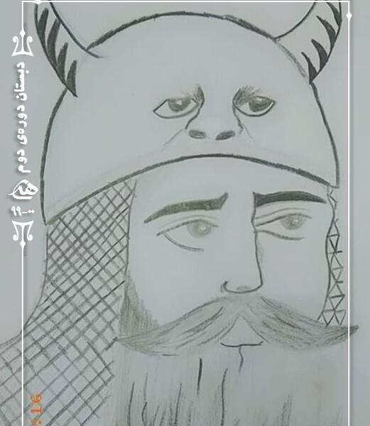 عکس نقاشی هفت خان رستم ساده و کودکانه