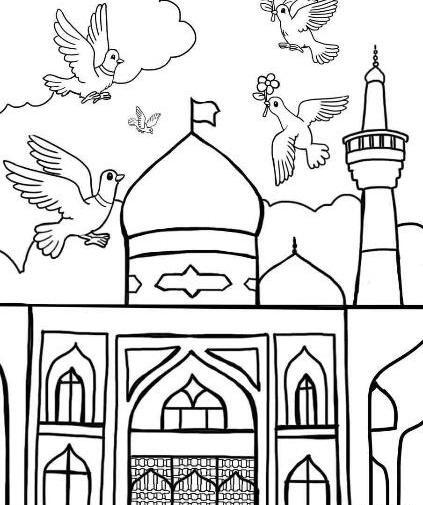 عکس نقاشی ساده در مورد نماز باران امام رضا