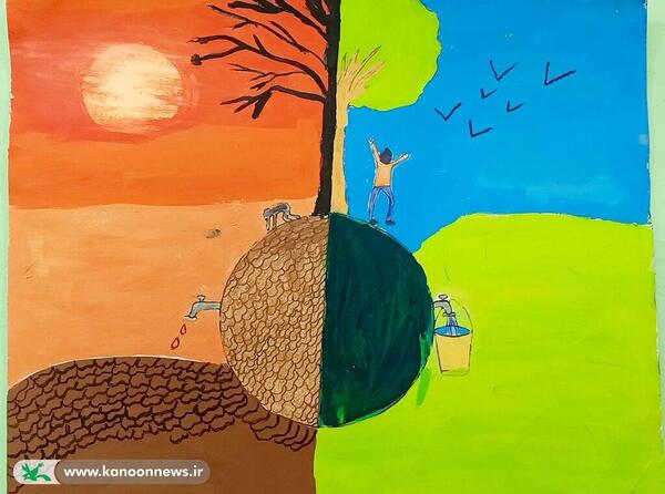 عکس نقاشی ساده برای صرفه جویی آب