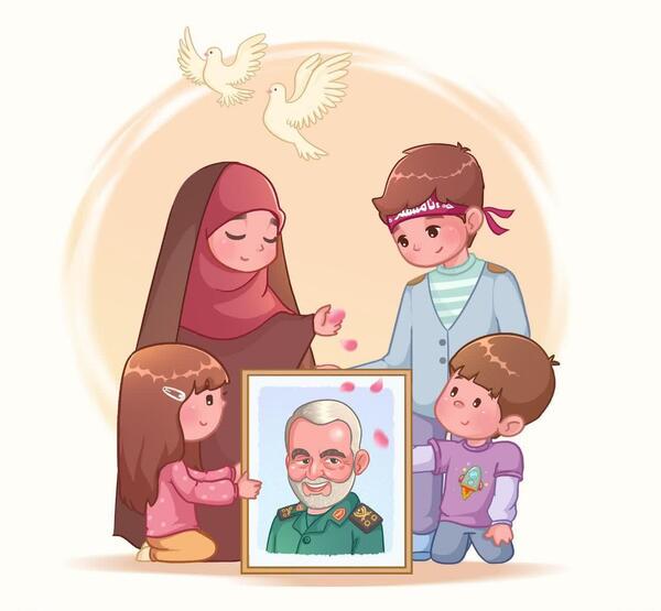عکس نقاشی ساده سردار سلیمانی کلاس اول