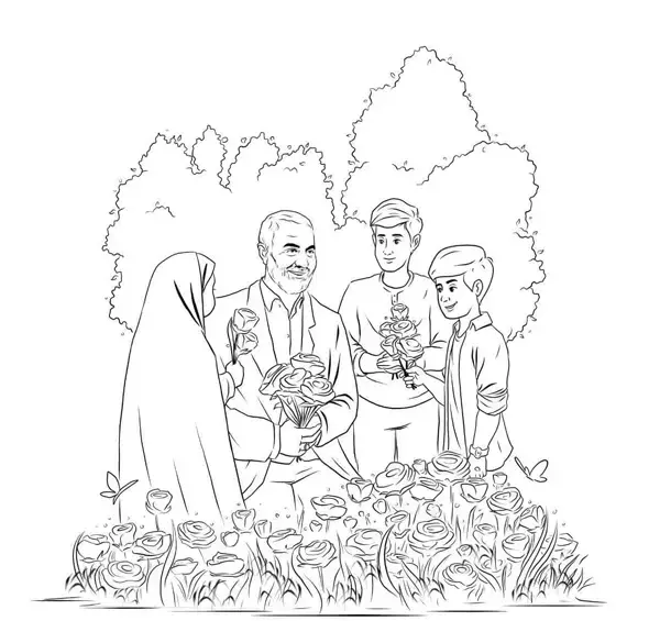 عکس نقاشی ساده سردار سلیمانی کلاس اول
