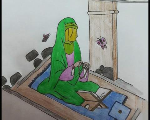 عکس نقاشی ساده کودکانه در مورد شهادت حضرت فاطمه