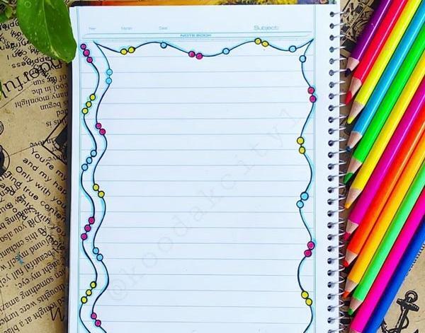 عکس نقاشی حاشیه دفتر مشق دخترانه ساده