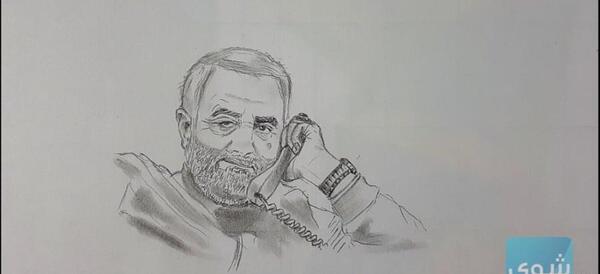 عکس نقاشی ساده از حاج قاسم