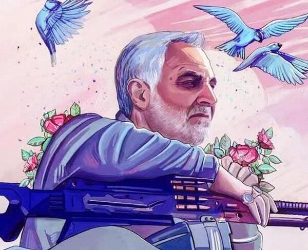 عکس نقاشی ساده سردار حاج قاسم سلیمانی