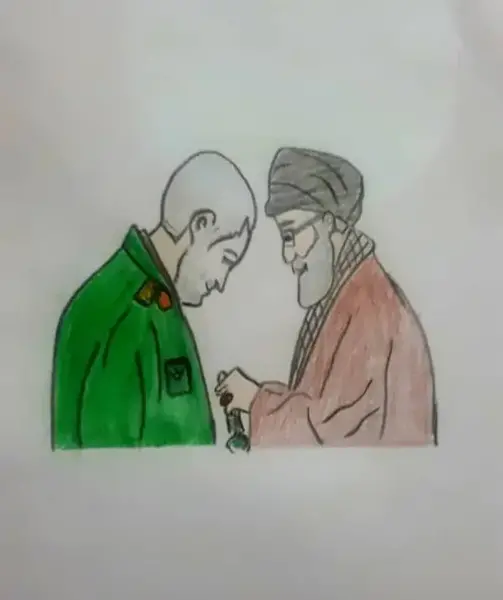 عکس نقاشی ساده سردار سلیمانی برای مدرسه
