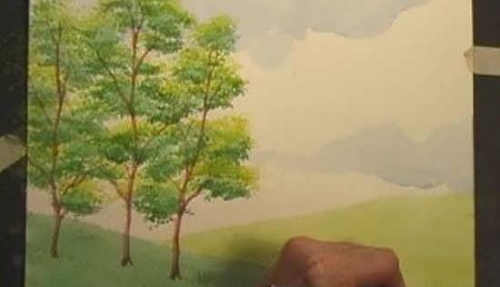 عکس ایده نقاشی منظره با ابرنگ
