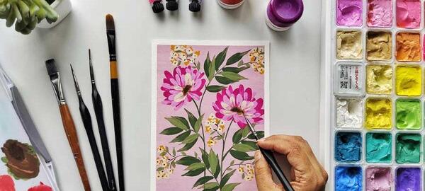 عکس ایده نقاشی گواش روی بوم