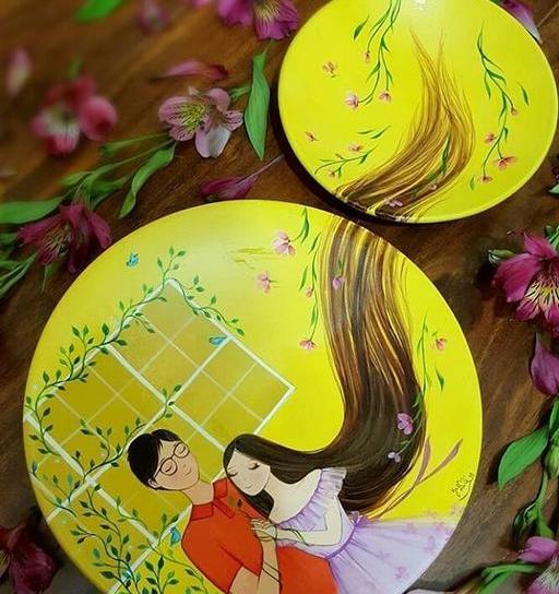 عکس ایده ی نقاشی روی بشقاب سفالی