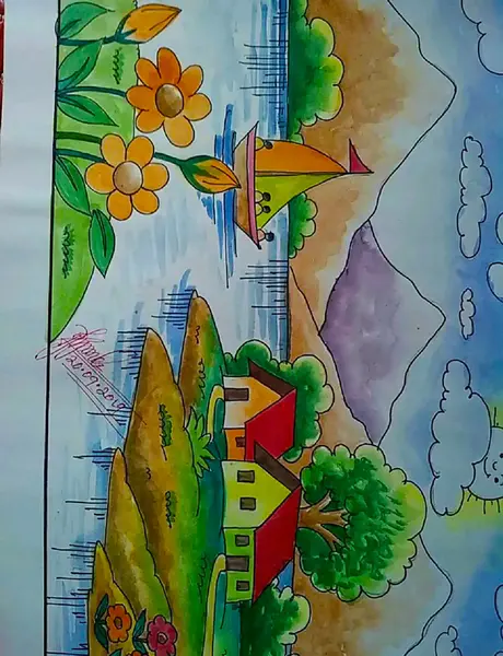 عکس ایده نقاشی با آبرنگ کودکانه