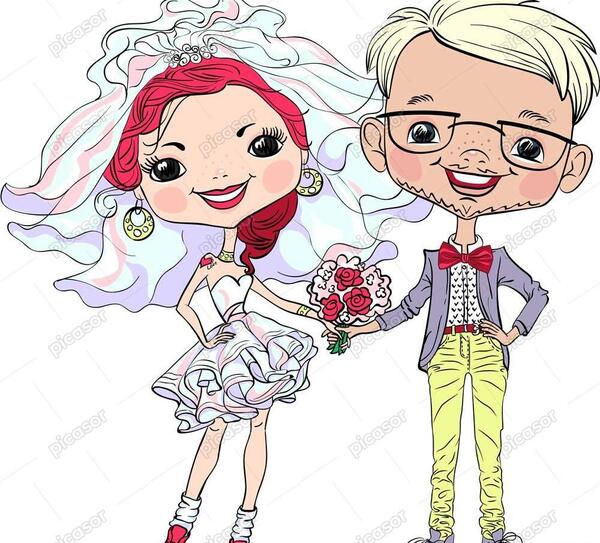 عکس نقاشی داماد و عروس