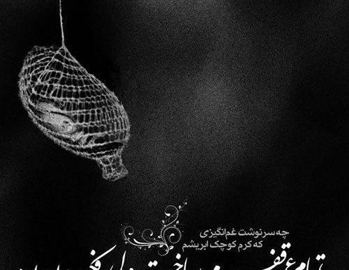 عکس نوشته چه سرنوشت غم انگیزی که کرم کوچک ابریشم