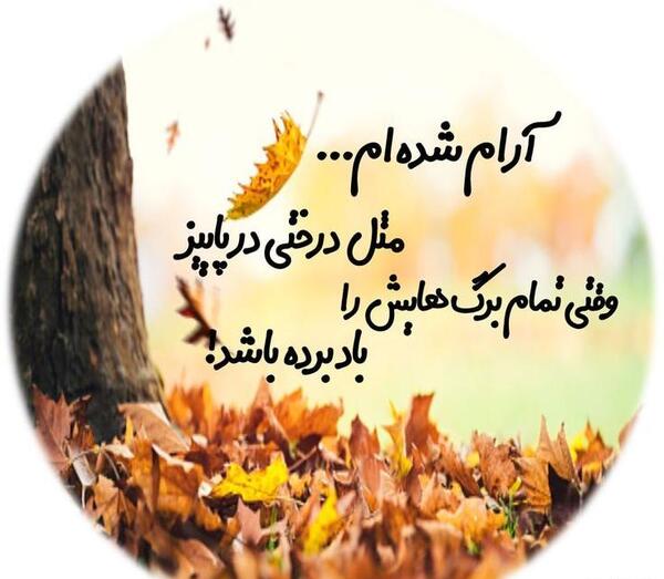 عکس نوشته ارام شده ام مثل درختی در پاییز