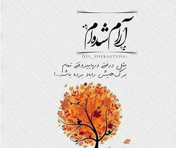عکس نوشته ارام شده ام مثل درختی در پاییز