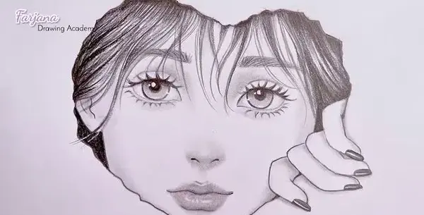 عکس آموزش نقاشی صورت دختر
