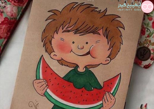 عکس نقاشی صورت بچه گانه برای شب یلدا