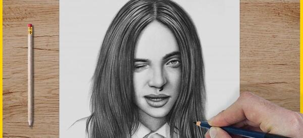 عکس نقاشی صورت با مداد سیاه